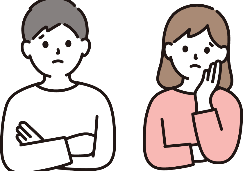 悩む二人の画像